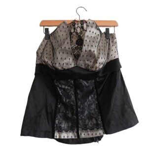 VINTAGE TORRID Y2K Black Lace Satin Bustier Top Goth Whimsigoth Fairy 2X